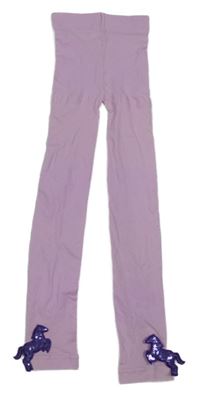 Lila punčocháčové legíny s koníky Yigga