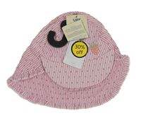 Nové - Růžovo-bílá pruhovaná kšiltovka s jahodou a ochranou krku Tu