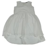 Bílé puntíkaté šifonové šaty s 3D květy George