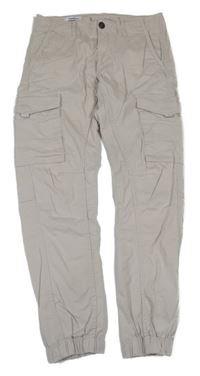 Béžové plátěné cuff cargo kalhoty Jack & Jones