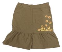 Hnědá šusťáková sukně s květy Jack Wolfskin