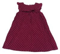 Vínové puntíkaté manšestrové šaty H&M