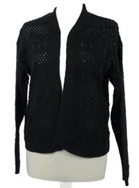 Dámský černý ažurový svetrový cardigán Nutmeg 