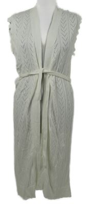 Dámský bílý svetrový dlouhý cardigán s páskem Vila