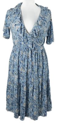 Dámské světlemodré květované šaty s volánky In the Style 