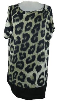 Dámská khaki-černá vzorovaná tunika M&S