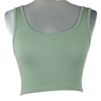 Dámský světlezelený žebrovaný crop top FB Sister 