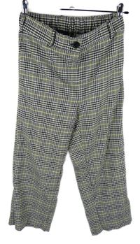 Dámské černo-bílo-žluté kostkované culottes kalhoty Next 
