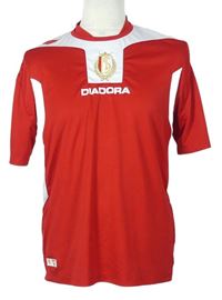Pánské červeno-bílé sportovní tričko s pruhy Diadora 