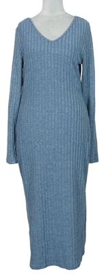 Dámské modré žebrované midi šaty Shein 
