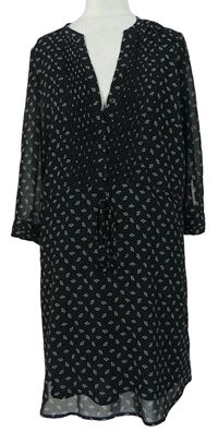 Dámské černé vzorované šifonové šaty H&M