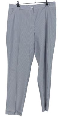 Dámské šedo-bílé proužkované plátěné kalhoty M&S vle. 16S