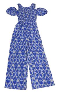 Modro-bílo-fialový kalhotový overal Zara