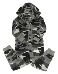 Šedá army chlupatá kombinéza s kapucí M&S