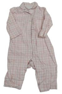 Růžovo-bílý kostkovaný overal the little white company