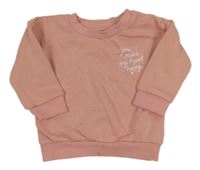 Světlerůžová mikina s nápisem zn. Primark