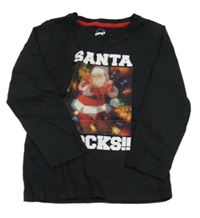 Černé triko se Santa Clausem Matalan