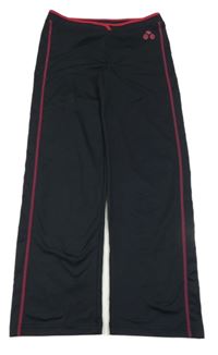 Černé sportovní kalhoty s vínovým prošitím 