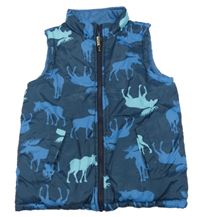 Tmavomodrá šusťáková zateplená oboustranná vesta s losy Hatley