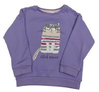 Fialová mikina s kočkou M&Co.