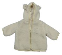 Smetanová huňatá podšitá propínací mikina s kapucí Matalan