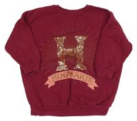 Vínová oversize mikina s písmenem 