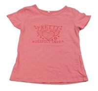 Růžové tričko s nápisem a srdíčkem 