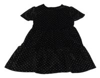Černé puntíkaté sametové šaty F&F