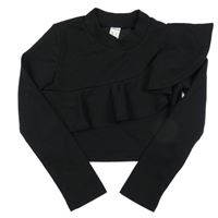 Černé crop triko s volánem Shein