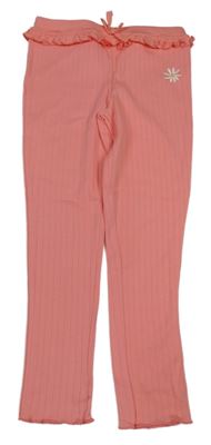 Růžové žebrované tepláky s květinou Primark
