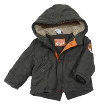 Tmavokhaki šusťáková zimní parka s kapucí C&A