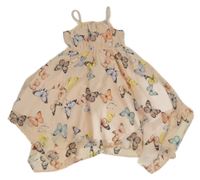 Světle růžové šifonové cípaté šaty s motýli H&M