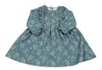 Tyrkysové květované manšestrové šaty Bear leader