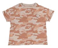 Růžové army crop tričko s nápisem M&S