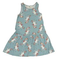 Světlemodrošedé bavlněné šaty s jednorožci H&M