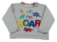 Šedá mikina s nápisem a dinosaury Jojo Maman Bébé
