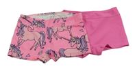 2x nohavičkové plavkové kalhotky - růžové s jednorožci + růžové Next