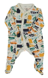 Bílý overal s auty Mothercare