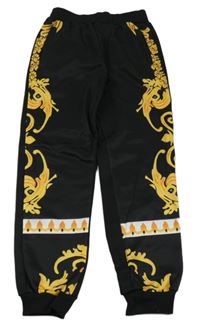 Černo-žluté tepláky se vzorem