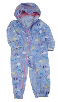 Světlemodrá šusťáková kombinéza s obrázky a kapucí Mountain Warehouse