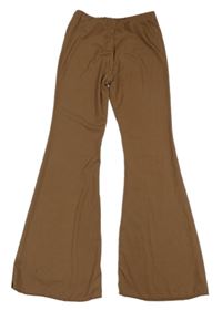Hnědé žebrované flare kalhoty 