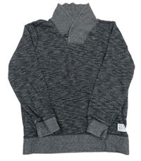 Černo-šedá melírovaná mikina C&A