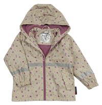 Béžová nepromokavá jarní bunda s listy a kapucí Lupilu