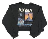 Antracitová crop mikina s potiskem NASA H&M