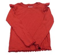 Červené žebrované triko s volánky Peacocks