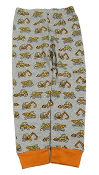 Šedo-oranžové tepláky s bagry 