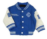 Modro-bílá baseballová mikina s výšivkou a nápisem Couture