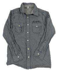 Tmavomodro-bílá kostičkovaná košile s nápisem Yigga