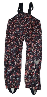 Tmavomodré květované voděodolné laclové kalhoty Topolino