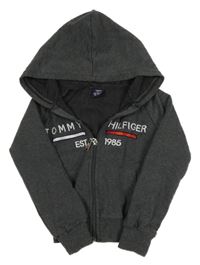 Tmavošedá propínací mikina s kapucí Tommy Hilfiger